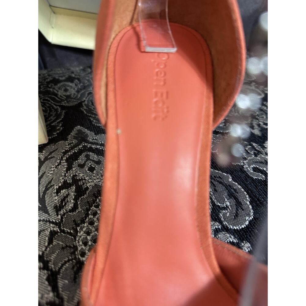 Open Edit Heels 9.5 Orange Cherry Pointed Toe Pump Rhinestone Ankle Chain NIB - Picture 8 of 13